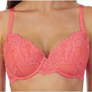 Le Mystere Lace Allure T-Shirt Bra Size 36C Underwire Sweet Coral Pink NWT